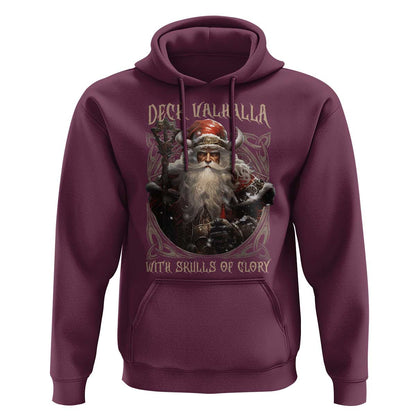 Viking Christmas Deck Valhalla With Skulls Of Glory Santa Yule Xmas Viking Hoodie Cotton