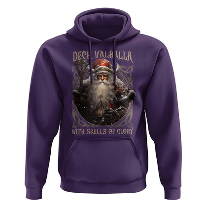 Viking Christmas Deck Valhalla With Skulls Of Glory Santa Yule Xmas Viking Hoodie Cotton