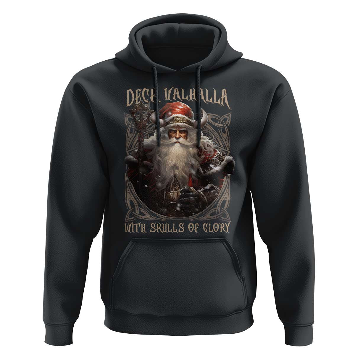Viking Christmas Deck Valhalla With Skulls Of Glory Santa Yule Xmas Viking Hoodie Cotton