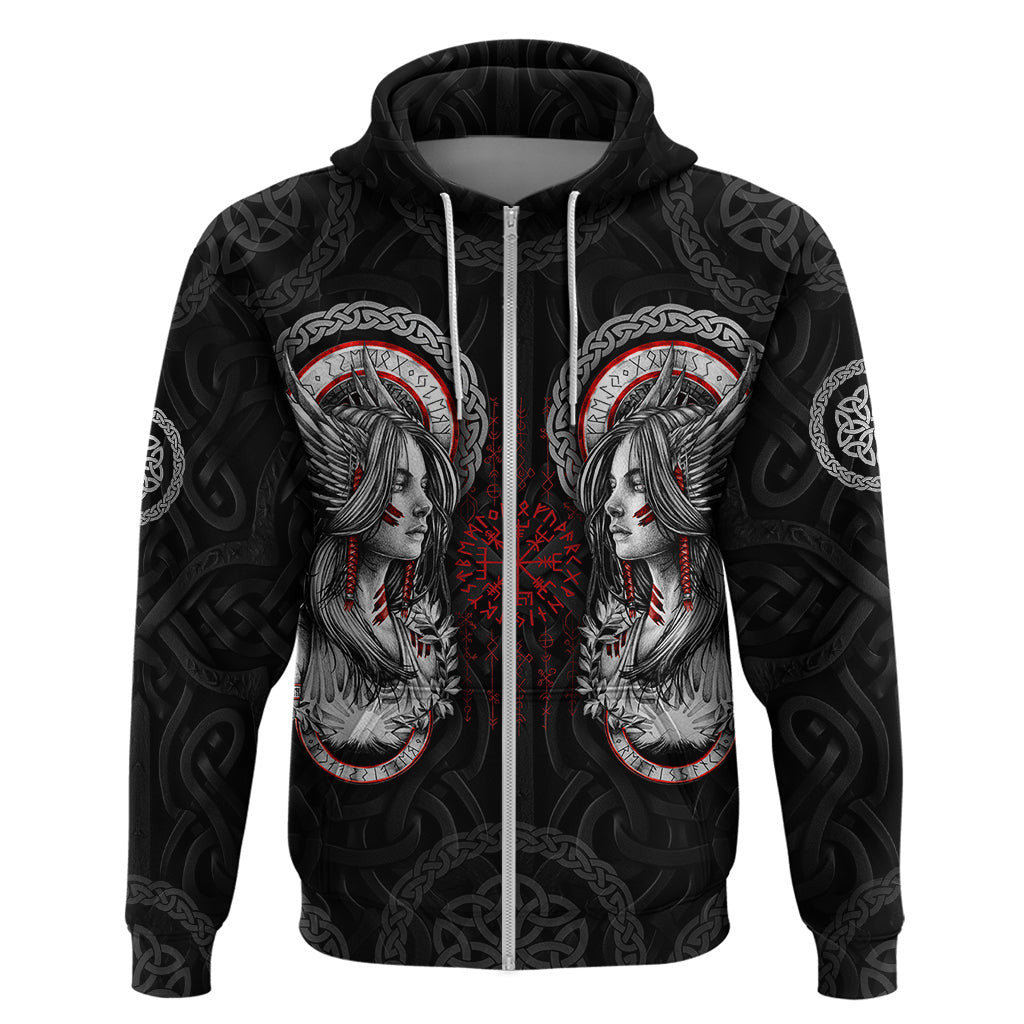 Viking Shieldmaiden with Viking Compass Vegvisir Viking Hoodie