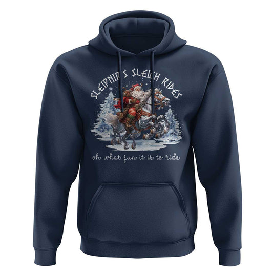 Funny Christmas Santa Sleipnir's Sleigh Rides Oh What Fun It Is To Ride Viking Hoodie Cotton