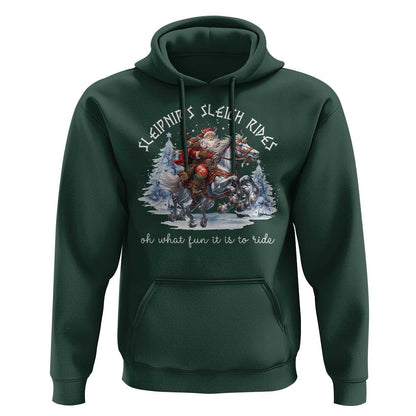 Funny Christmas Santa Sleipnir's Sleigh Rides Oh What Fun It Is To Ride Viking Hoodie Cotton