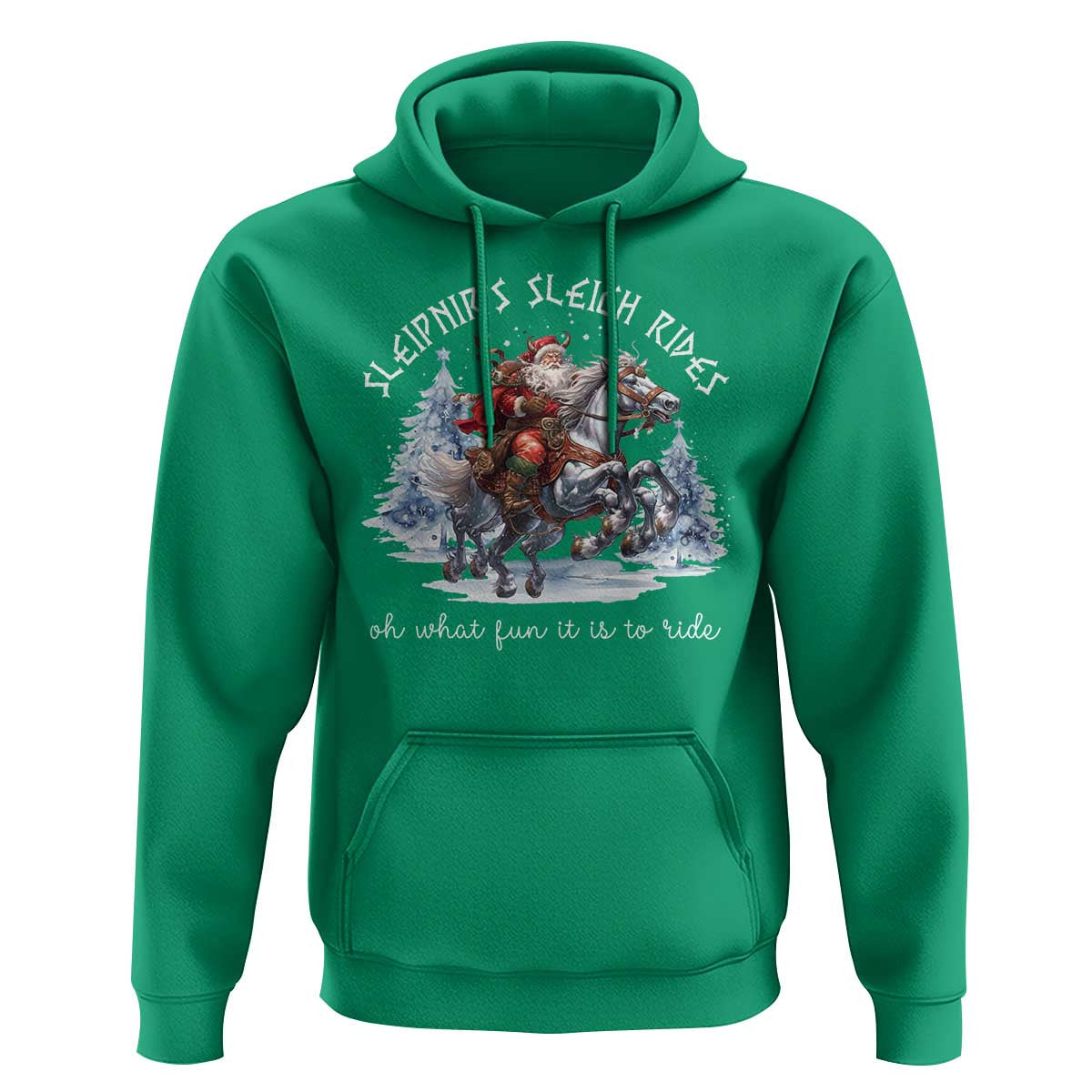 Funny Christmas Santa Sleipnir's Sleigh Rides Oh What Fun It Is To Ride Viking Hoodie Cotton