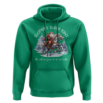 Funny Christmas Santa Sleipnir's Sleigh Rides Oh What Fun It Is To Ride Viking Hoodie Cotton