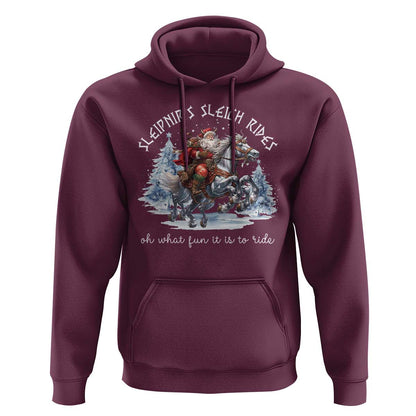Funny Christmas Santa Sleipnir's Sleigh Rides Oh What Fun It Is To Ride Viking Hoodie Cotton