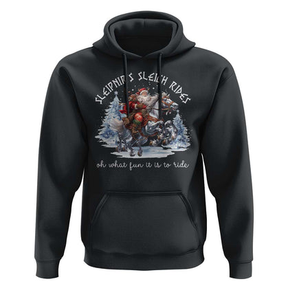 Funny Christmas Santa Sleipnir's Sleigh Rides Oh What Fun It Is To Ride Viking Hoodie Cotton