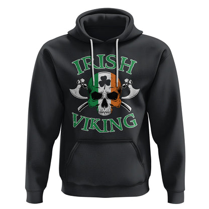 St. Patrick's Day Irish Viking Skull Lucky Shamrocks Ireland Flag Viking Hoodie Cotton
