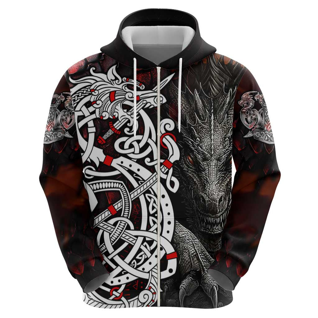 Viking Dragons Zipper Norse Mythology Viking Hoodie