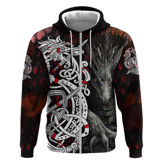 Viking Dragons Zipper Norse Mythology Viking Hoodie