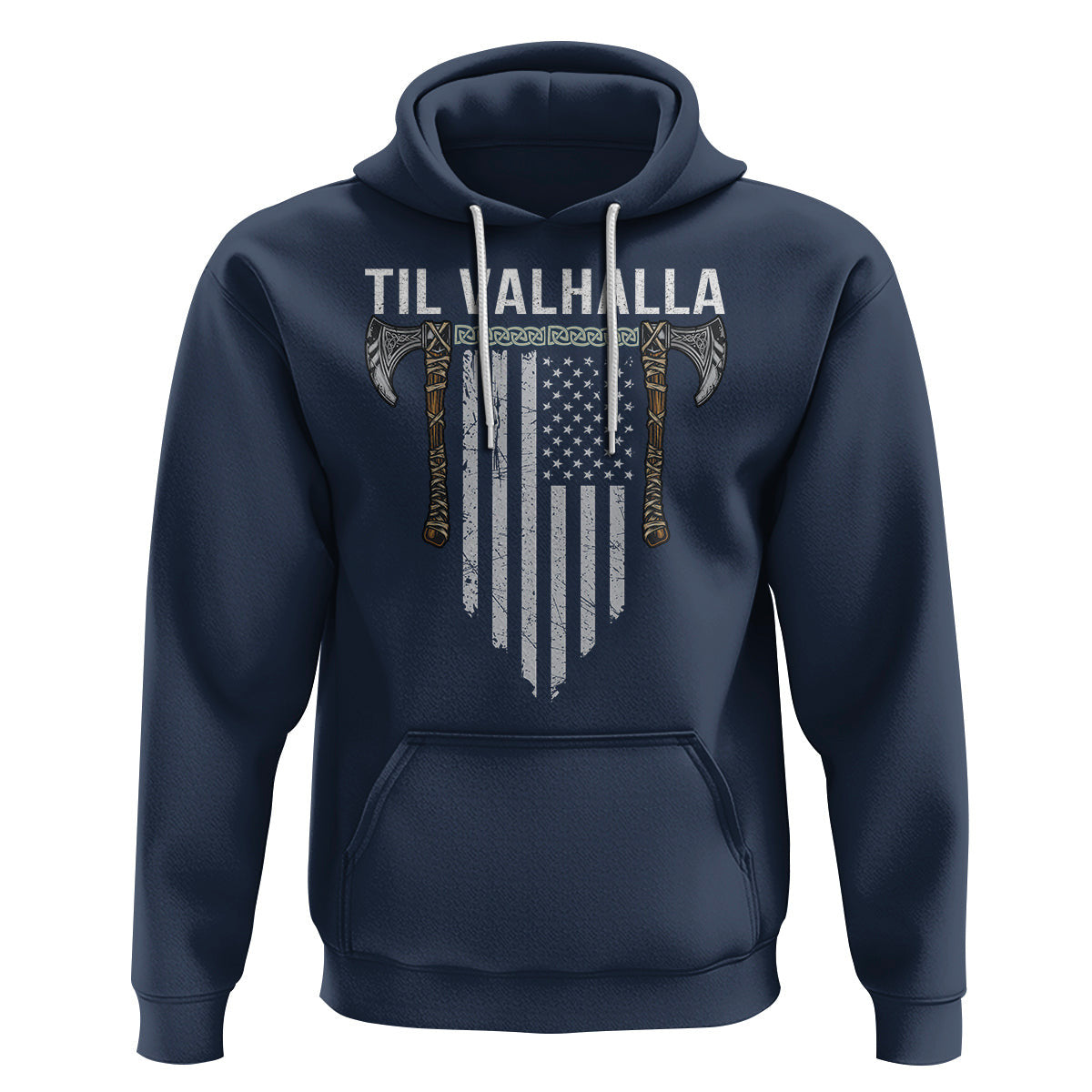 Til Valhalla American Axe Flag Norse Mythology Viking Hoodie Cotton