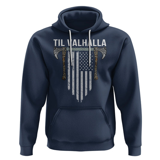 Til Valhalla American Axe Flag Norse Mythology Viking Hoodie Cotton