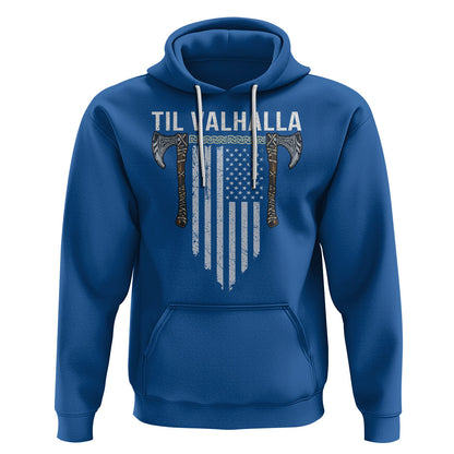 Til Valhalla American Axe Flag Norse Mythology Viking Hoodie Cotton
