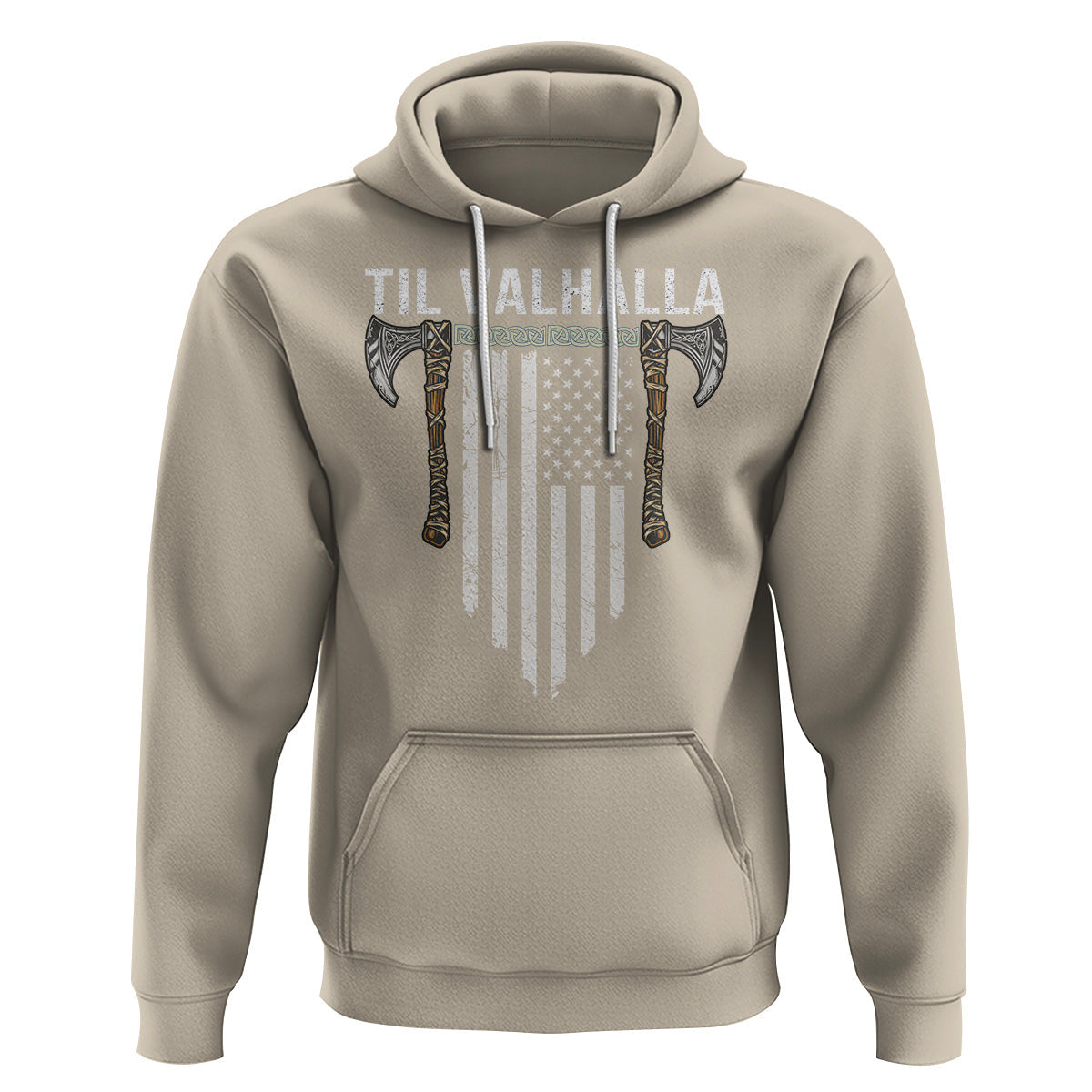 Til Valhalla American Axe Flag Norse Mythology Viking Hoodie Cotton