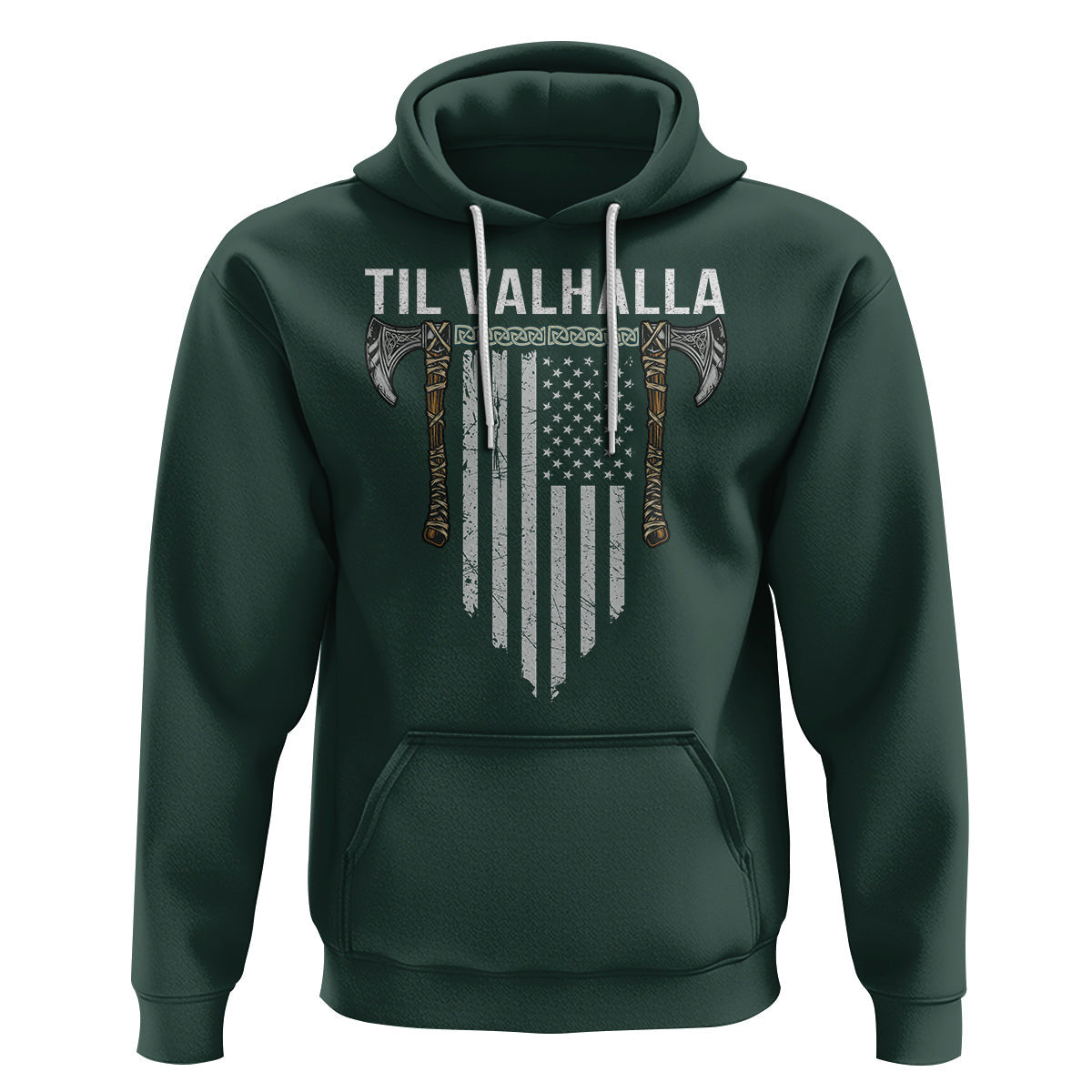Til Valhalla American Axe Flag Norse Mythology Viking Hoodie Cotton