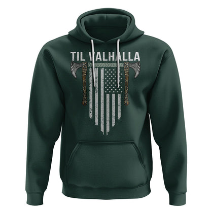 Til Valhalla American Axe Flag Norse Mythology Viking Hoodie Cotton