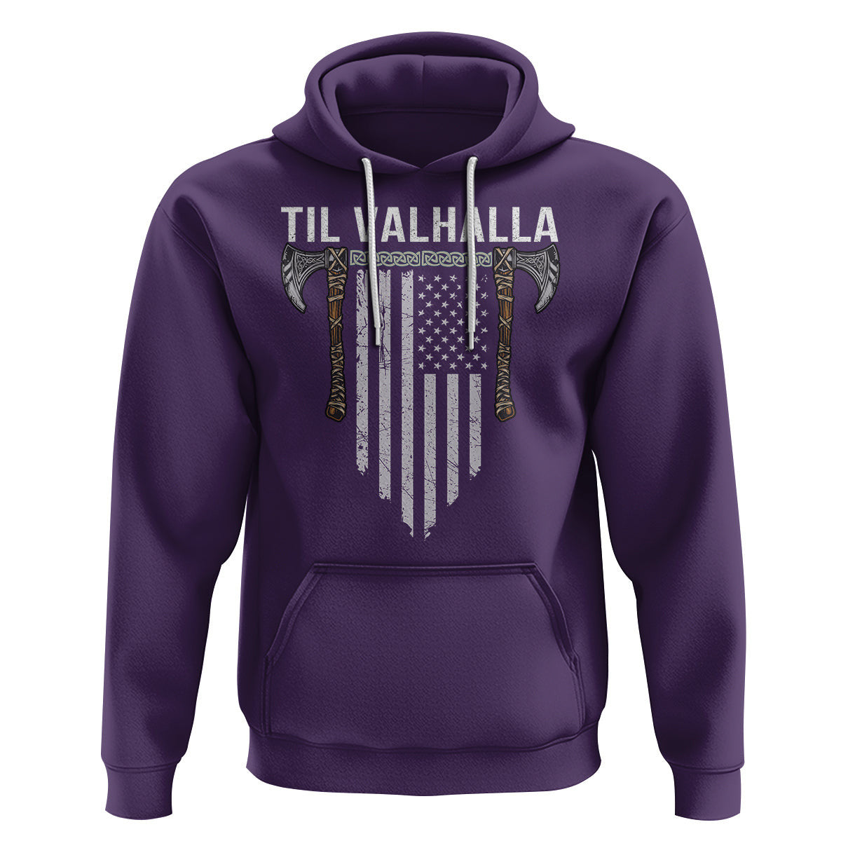 Til Valhalla American Axe Flag Norse Mythology Viking Hoodie Cotton