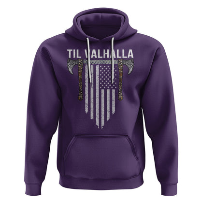 Til Valhalla American Axe Flag Norse Mythology Viking Hoodie Cotton