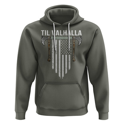 Til Valhalla American Axe Flag Norse Mythology Viking Hoodie Cotton