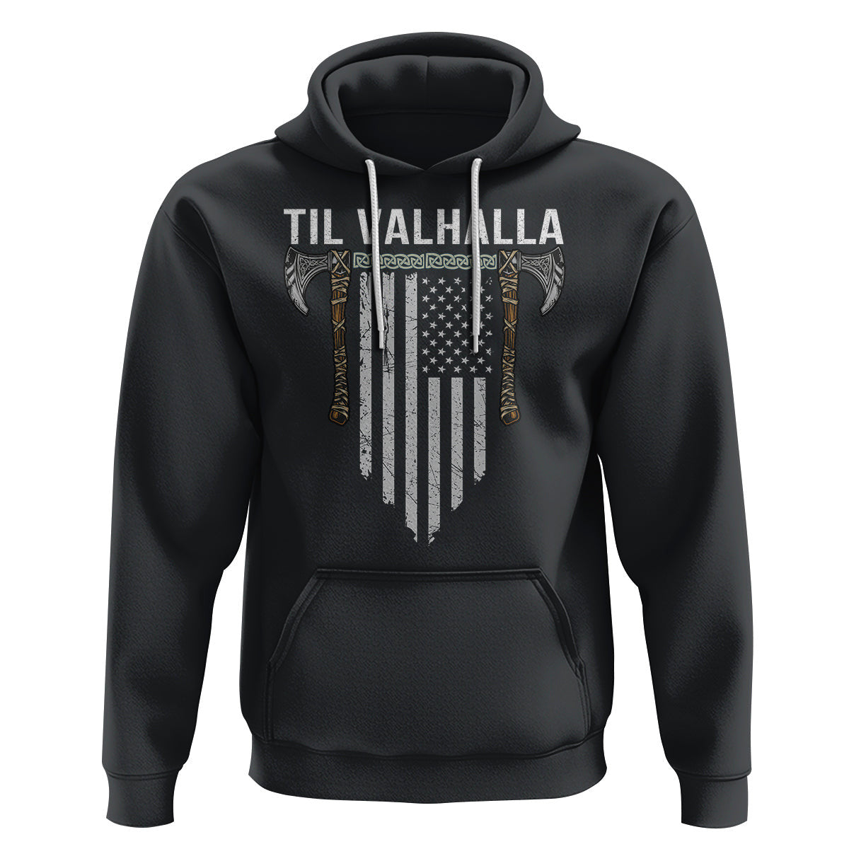 Til Valhalla American Axe Flag Norse Mythology Viking Hoodie Cotton