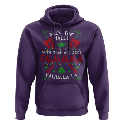 Viking Christmas Deck The Halls With Mead And Axes Falalala Valhalla La Viking Hoodie Cotton