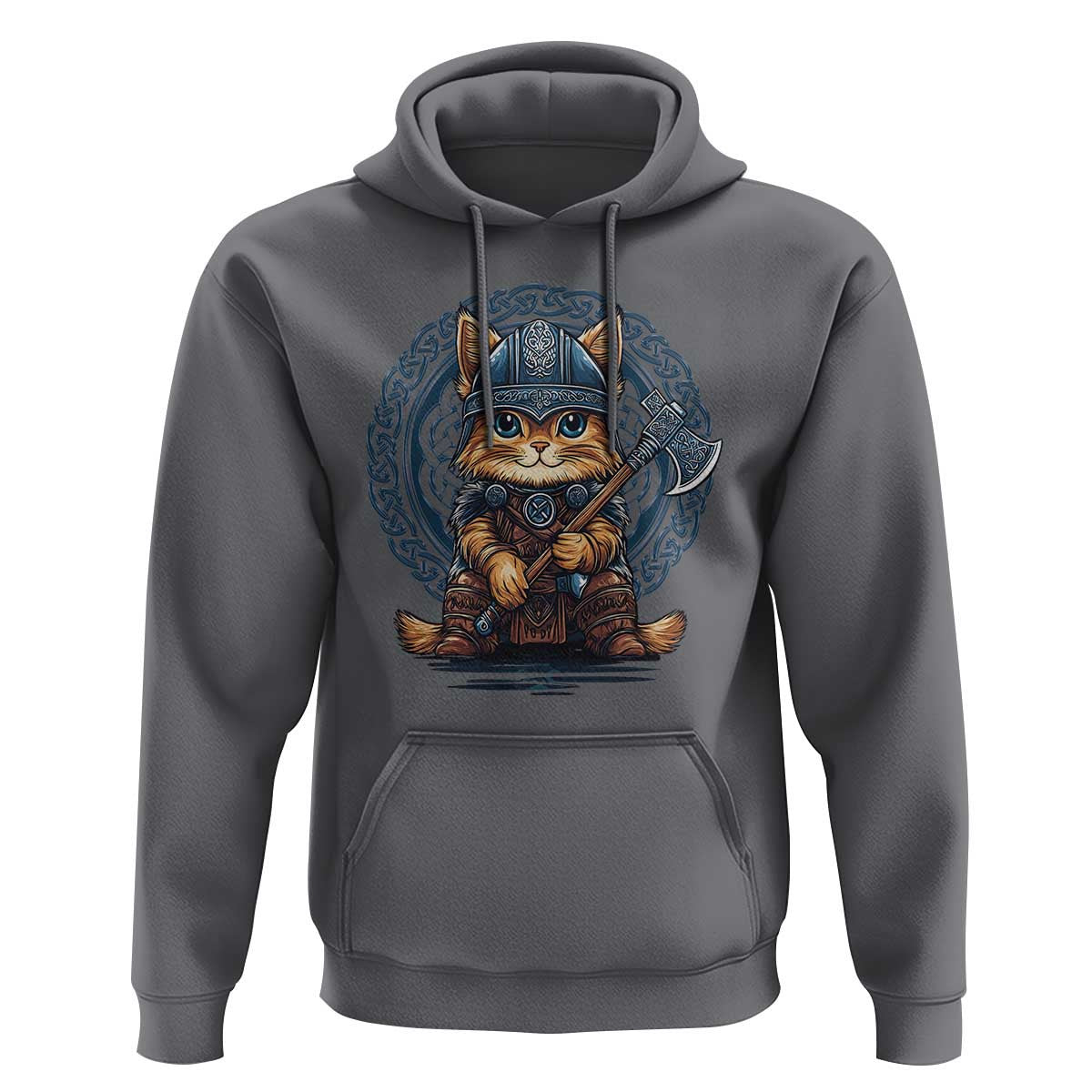Nordic Norse Viking Cat Warrior Viking Hoodie Cotton