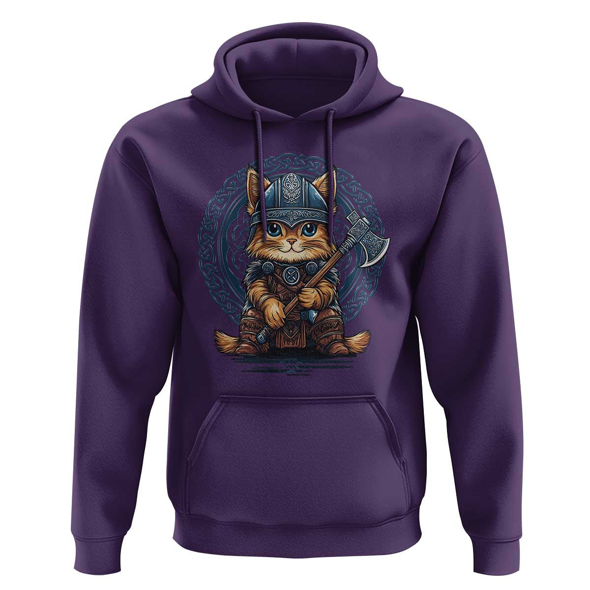 Nordic Norse Viking Cat Warrior Viking Hoodie Cotton