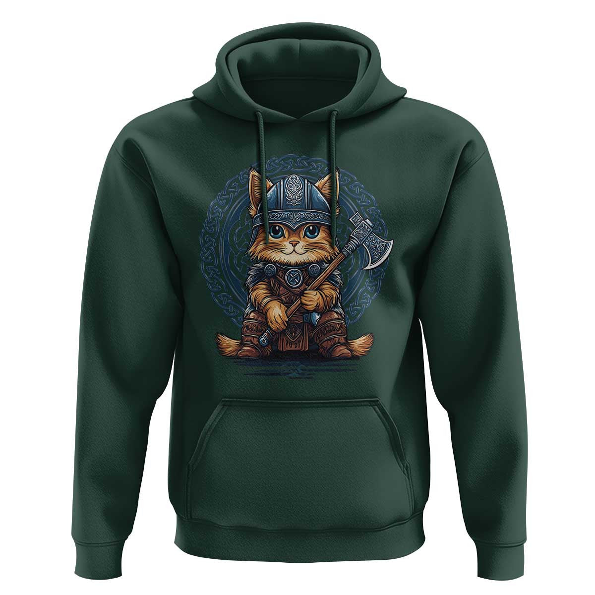 Nordic Norse Viking Cat Warrior Viking Hoodie Cotton