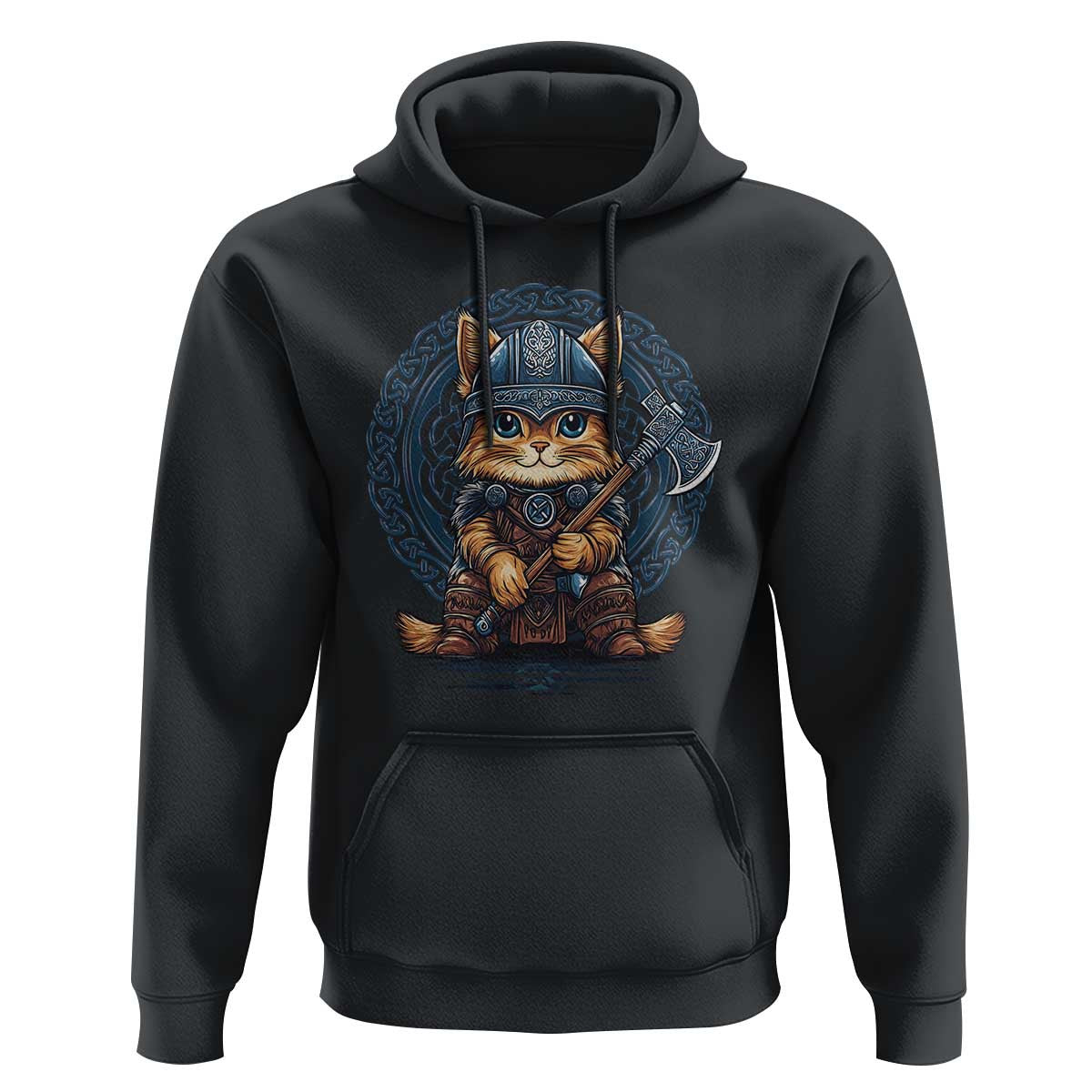 Nordic Norse Viking Cat Warrior Viking Hoodie Cotton