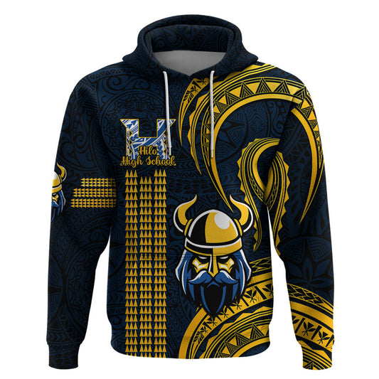(Custom) Hawaii Hilo High School Vikings Polynesian Kakau Pattern Viking Hoodie