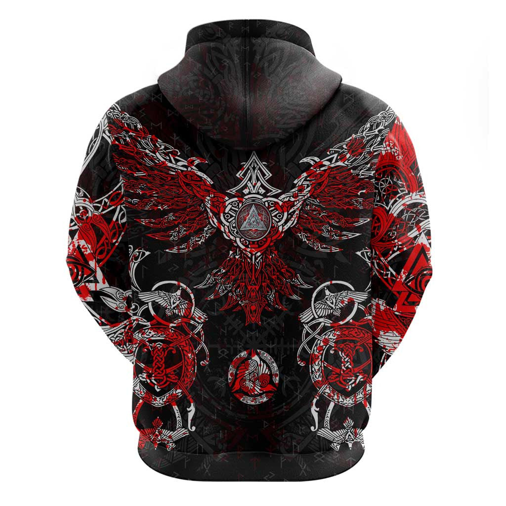 Raven And Norse Runes Zipper Viking Viking Hoodie