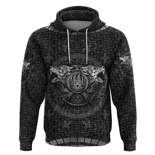 Norse Wolf and Bearclaw Fusion Viking Hoodie
