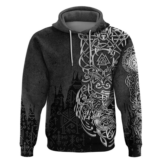 Viking Skoll and Hati Chasing Eternity Viking Hoodie