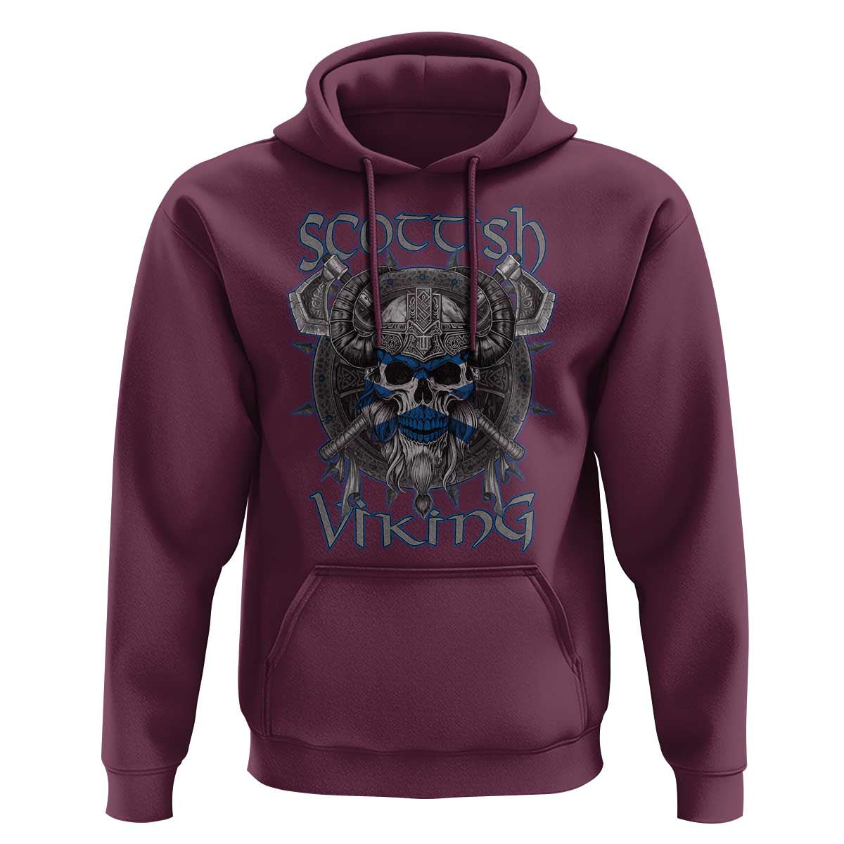 Scottish Viking Axes Celtic Knot Scottish Flag Viking Hoodie Cotton