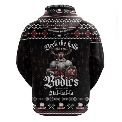 Funny Vikings Christmas Zipper Falalalala Valhalla Viking Hoodie