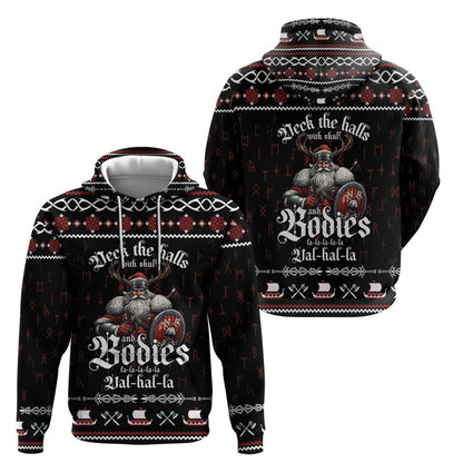 Funny Vikings Christmas Zipper Falalalala Valhalla Viking Hoodie