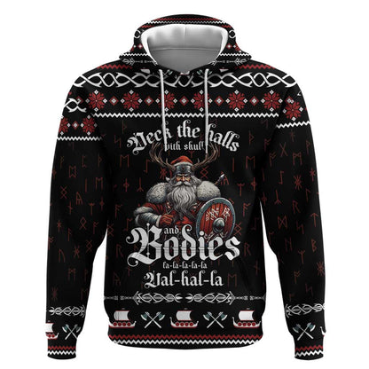 Funny Vikings Christmas Zipper Falalalala Valhalla Viking Hoodie