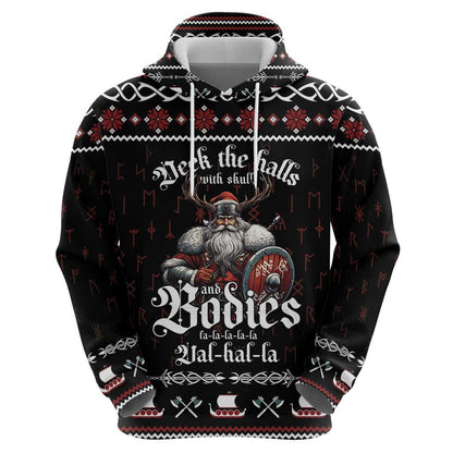 Funny Vikings Christmas Zipper Falalalala Valhalla Viking Hoodie