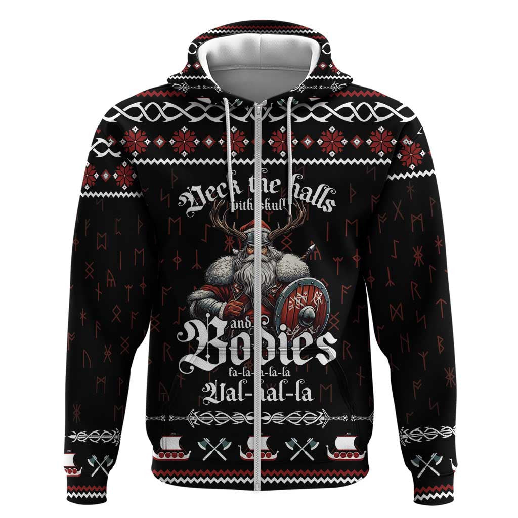 Funny Vikings Christmas Zipper Falalalala Valhalla Viking Hoodie