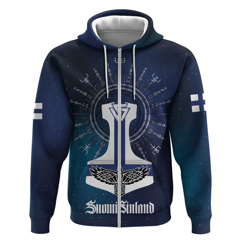 (Custom) Finland Drakkar Vikings Zipper Suomi Flag Viking Thor Runes Viking Hoodie