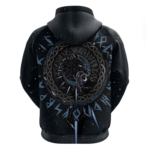 Skoll and Hati Viking Wolfs Viking Hoodie