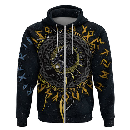 Skoll and Hati Viking Wolfs Viking Hoodie