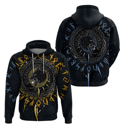 Skoll and Hati Viking Wolfs Viking Hoodie
