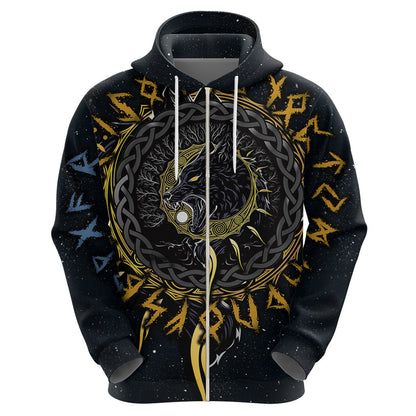 Skoll and Hati Viking Wolfs Viking Hoodie