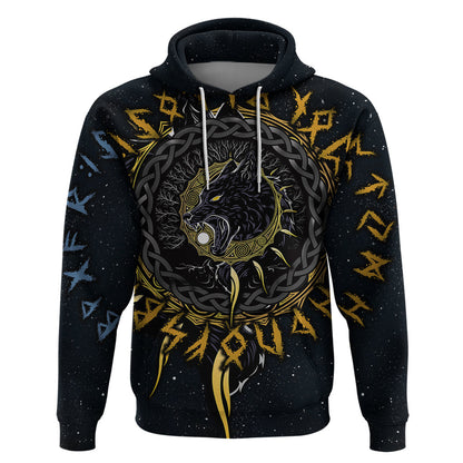 Skoll and Hati Viking Wolfs Viking Hoodie
