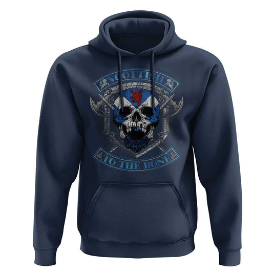 Funny Scottish Scottish To The Bone Vintage Scottish Lion Rampant Flag Skull Viking Hoodie Cotton