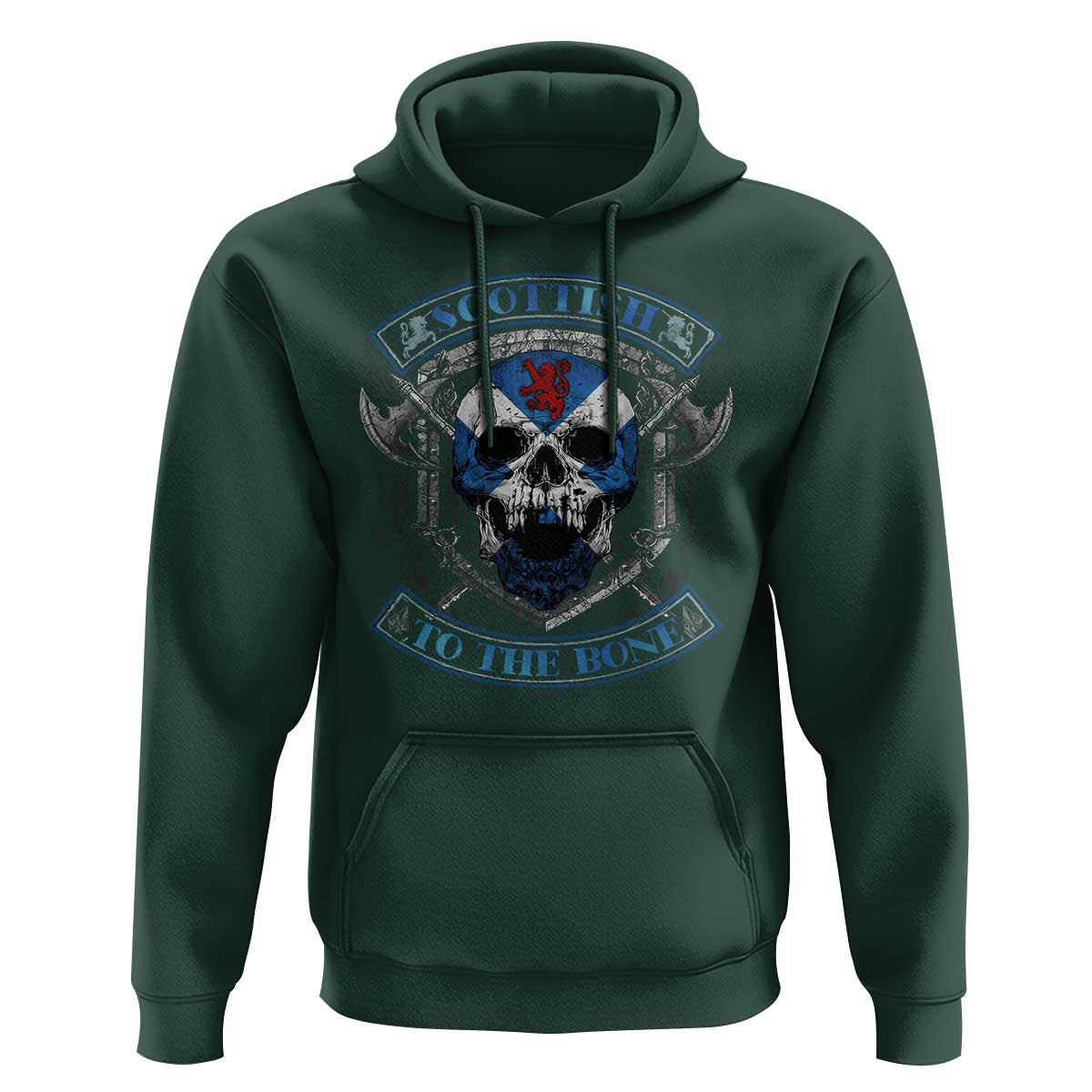 Funny Scottish Scottish To The Bone Vintage Scottish Lion Rampant Flag Skull Viking Hoodie Cotton