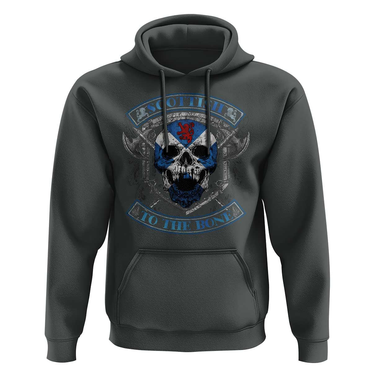 Funny Scottish Scottish To The Bone Vintage Scottish Lion Rampant Flag Skull Viking Hoodie Cotton