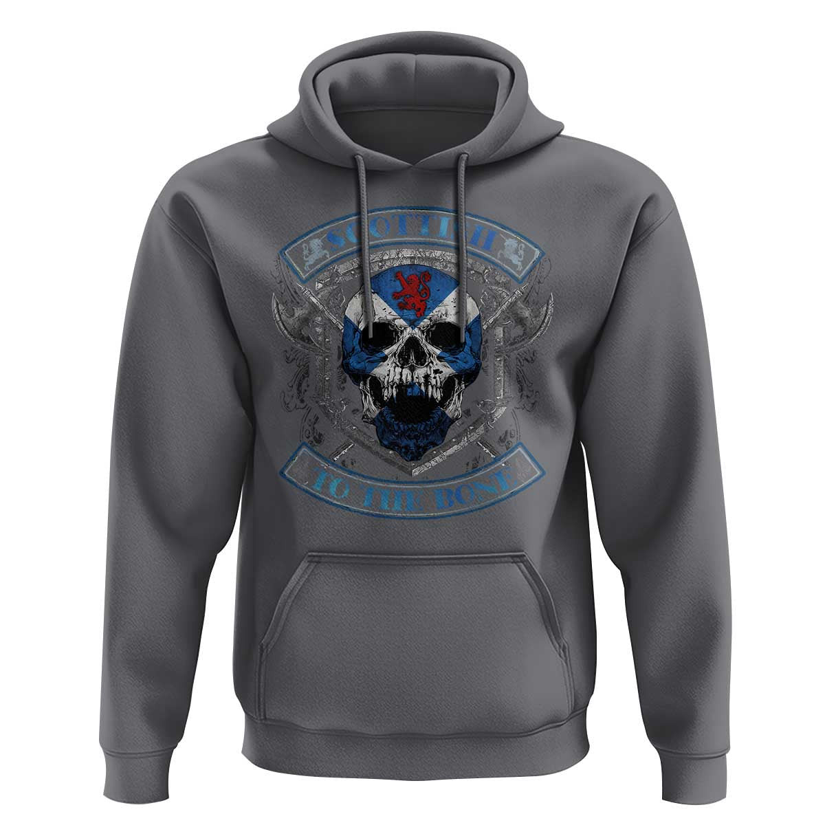Funny Scottish Scottish To The Bone Vintage Scottish Lion Rampant Flag Skull Viking Hoodie Cotton
