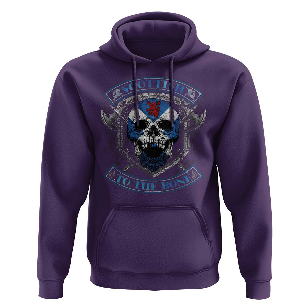 Funny Scottish Scottish To The Bone Vintage Scottish Lion Rampant Flag Skull Viking Hoodie Cotton