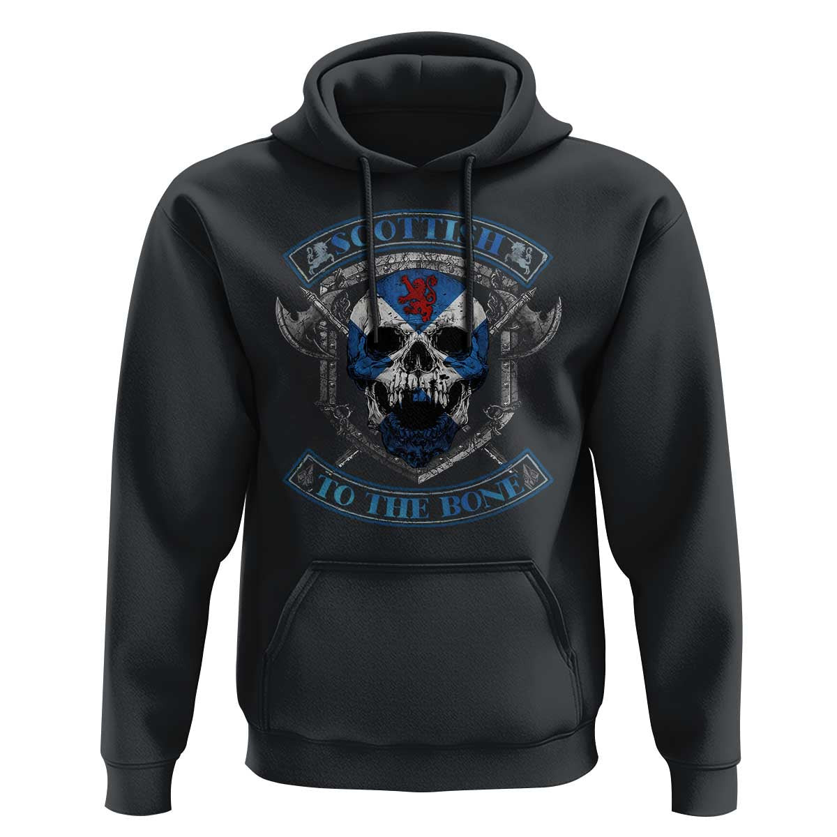 Funny Scottish Scottish To The Bone Vintage Scottish Lion Rampant Flag Skull Viking Hoodie Cotton